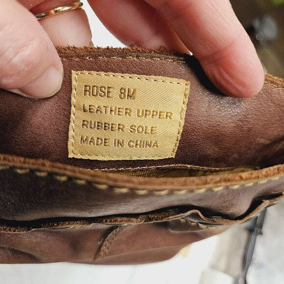 Zodiac Cognac Brown Eyelet Grommet Scalloped Ruche Leather Pull on Boots ROSE 8 - Picture 7 of 8